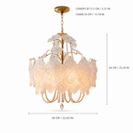 Elodie Grande Glass Leaf Chandelier dimension and specification diagram