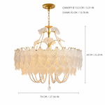 Elodie Grande Glass Leaf Chandelier dimension and specification diagram
