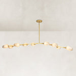 Faceted Glass Branch Linear Chandelier - large-size complete fixture, illuminated