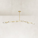 Faceted Glass Branch Linear Chandelier - large-size complete fixture, unlit