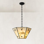 Faceted Ivory Marble Pendant 15.7" in Black metal finish, shown as a complete fixture