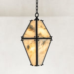 Faceted Marble Lantern Pendant 15.7" in Black metal finish, shown as a complete fixture