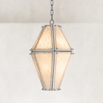 Black Frame Faceted Marble Lantern Pendant 15.7" in Chrome metal finish, shown as a complete fixture