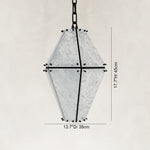 Dimension diagram for Black Frame Faceted Marble Lantern Pendant