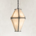 Black Frame Faceted Marble Lantern Pendant shown against a neutral background