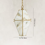 Dimension diagram for Faceted Marble Lantern Pendant