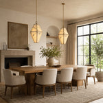 Faceted Marble Lantern Pendant installed above a dining table
