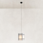 Fine Vein Twelve-Panel Marble Lantern Pendant 13.8" in Black finish shown in full against a neutral background
