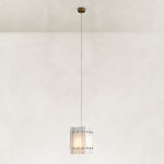 Fine Vein Twelve-Panel Marble Lantern Pendant shown in full against a neutral background