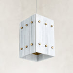 Product detail of Fine Vein Twelve-Panel Marble Lantern Pendant against a neutral background