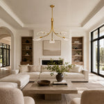Five-Light Leaf Glass Chandelier in Aged Brass - interior setting