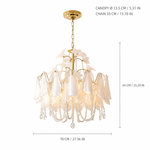Florienne Floral Glass Chandelier dimension and specification diagram