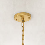 Fluted Glass Rod Drum Chandelier in Aged Brass - material detail