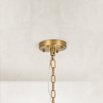Round gold-tone chandelier canopy and chain.