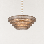Fluted Glass Tiered Round Chandelier, 48 in in smoke finish, complete fixture