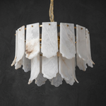 Hollis Modern Alabaster Round Pendant Light by Dalmivik, complete fixture view
