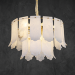 Hollis Modern Alabaster Round Pendant Light by Dalmivik, complete fixture view