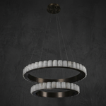 Votelle Alabaster Double Ring Chandelier by Dalmivik, complete fixture view