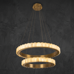 Votelle Alabaster Double Ring Chandelier by Dalmivik, complete fixture view