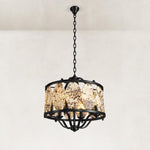 Gilded Cage Marble Chandelier 23.6" in Black metal finish, shown as a complete fixture