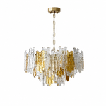 Glacier Ember Amber and Clear Glass Chandelier, complete fixture