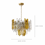 Glacier Ember Amber and Clear Glass Chandelier dimension and specification diagram