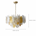 Glacier Ember Amber and Clear Glass Chandelier dimension and specification diagram
