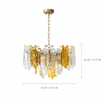 Glacier Ember Amber and Clear Glass Chandelier dimension and specification diagram