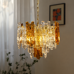 Glacier Ember Amber and Clear Glass Chandelier