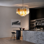 Glacier Ember Amber and Clear Glass Chandelier