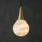 Raindrop Brass Alabaster Pendant Light by Dalmivik, complete fixture view