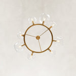 Gold-tone bubble glass ring chandelier viewed from below