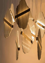 Gold-White Alabaster LED Chandelier with Seven Panels by Dalmivik, product or room detail view
