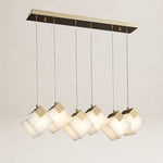 Gold & White Alabaster Sculptural Lumina Vox Pendant Lamp by Dalmivik, complete fixture view