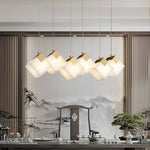 Gold & White Alabaster Sculptural Lumina Vox Pendant Lamp by Dalmivik, product or room detail view