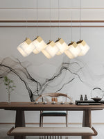 Gold & White Alabaster Sculptural Lumina Vox Pendant Lamp by Dalmivik, product or room detail view