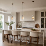 Graphic Vein Four-Panel Marble Pendant displayed in a furnished interior