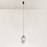 Graphic Vein Marble Disc Pendant 13.8" in Black finish shown in full against a neutral background