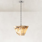 Graphic Vein Marble Pendant 15.7" in Chrome metal finish, shown as a complete fixture