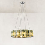 Green Marble Ring Chandelier 31.5" in Chrome metal finish, shown as a complete fixture