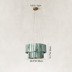 Dimension diagram for Green Tiered Marble Drum Chandelier 31.5