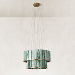 Product detail of Green Tiered Marble Drum Chandelier 31.5