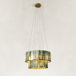Green Tiered Marble Drum Chandelier 31.5