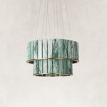 Product detail of Green Tiered Marble Drum Chandelier 31.5