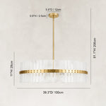 Handcrafted Bubble Glass Rod Chandelier in 40 in / 102 cm - dimension diagram
