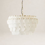 Hexa Cloud Gold & White Alabaster Pendant Light– 23.6" Diameter by Dalmivik, complete fixture view
