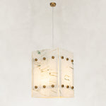 Ivory Veined Twelve-Panel Marble Lantern Pendant shown against a neutral background