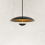 Large Layered Metal Disc Pendant in Matte Black - alternate angle