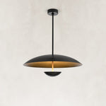 Large Layered Metal Disc Pendant in Matte Black - complete fixture