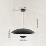 Large Layered Metal Disc Pendant in Matte Black - dimension diagram